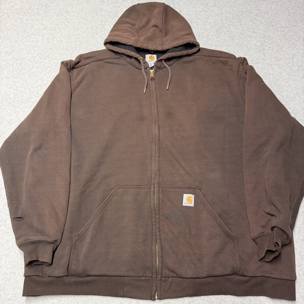 Carhartt Rain Defender Rutland Sweatshirt Mens 3XLT Brown Thermal Lined Hooded